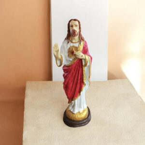 Statue Sacré-Coeur Jésus Christ peinte à la main
