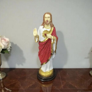 Statue Sacré-Coeur Jésus Christ peinte à la main