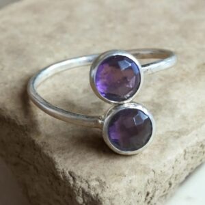 Bague Réglable  en Améthyste et Argent