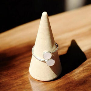 Bague Réglable en Quartz Rose et Argent