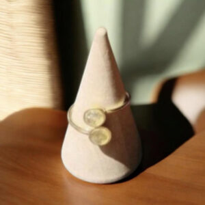 Bague Réglable en Citrine et Plaqué Or