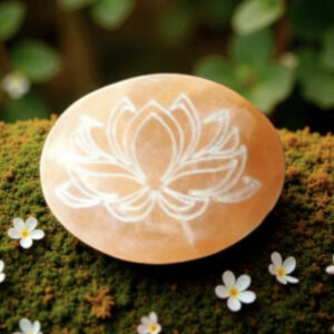 Galet en Selenite Orange et Lotus