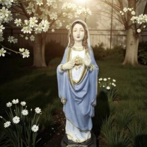 Statue Sainte Mère Marie Sacré-Coeur Peinte à la Main