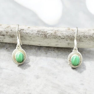 Boucles d’Oreilles en Malachite et Argent