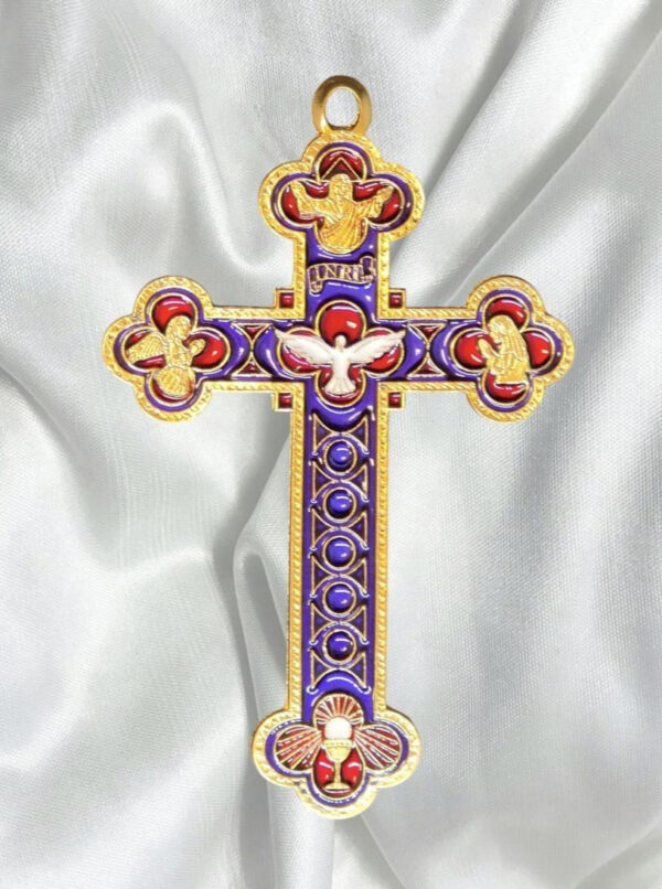 Croix Baroque Émaillée Bleu et Rouge