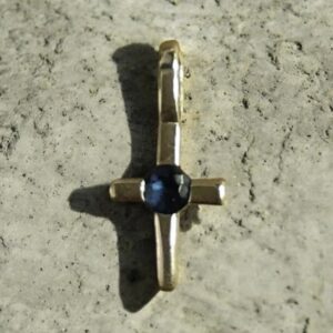 Croix en Argent 925-Zirconium Bleu