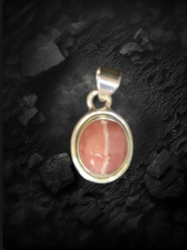 Pendentif en Rhodochrosite de Madagascar et Argent