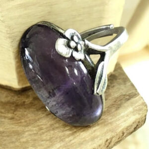Bague Réglable en Améthyste et Argent 2