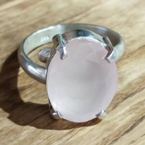 Bague Réglable en Quartz Rose et Argent 2