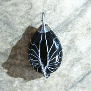 Pendentif Obsidienne Noire et Arbre de Vie