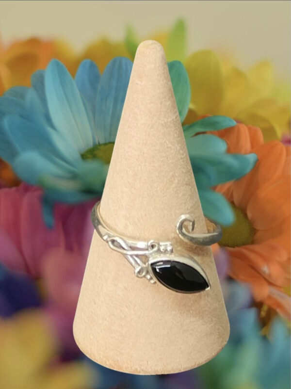 Bague Réglable en Onyx et Argent 925 /2
