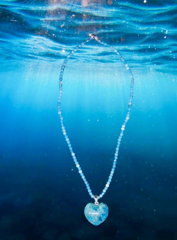 Collier Coeur Apatite Bleue