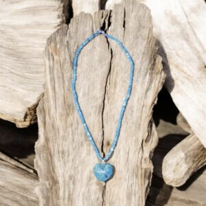Collier Coeur Apatite Bleue