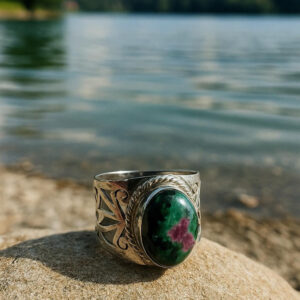 Bague Rubis Zoïsite et Argent