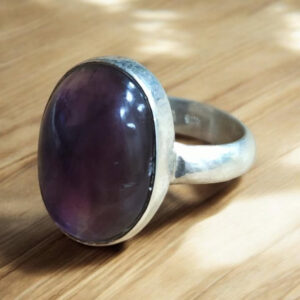 Bague Réglable en Argent 925 - Cabochon d’Amethyste