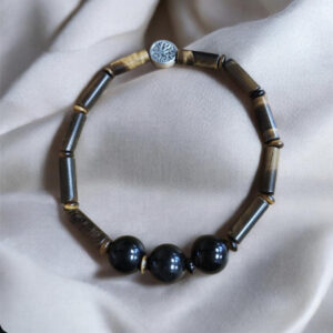 Bracelet en Œil de Tigre et Obsidienne dorée