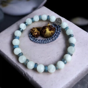 Bracelet Pierre de Lune Verte & Apatite Bleue-Création Unique