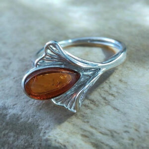 Bague Ambre Naturel & Argent